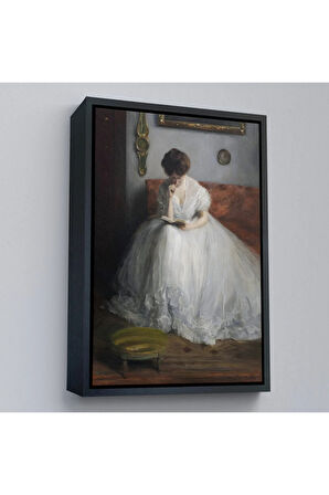 Ahşap Çerçeveli Jacques-Émile Blanche - Lucie Reading Tablosu-8041