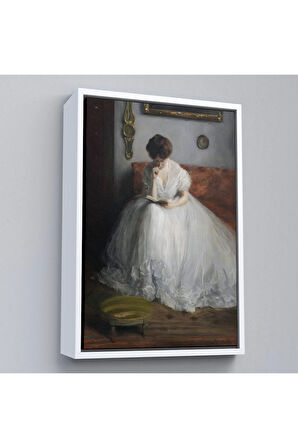 Ahşap Çerçeveli Jacques-Émile Blanche - Lucie Reading Tablosu-8041