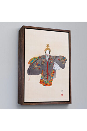 Ahşap Çerçeveli Kamisaka Sekka - Japon Kadın Tablosu-8046