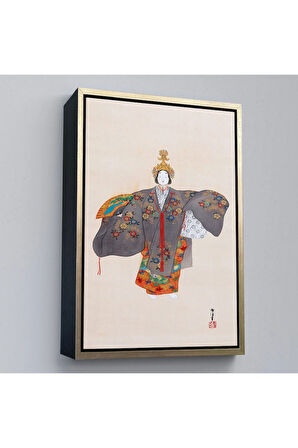 Ahşap Çerçeveli Kamisaka Sekka - Japon Kadın Tablosu-8046