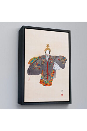 Ahşap Çerçeveli Kamisaka Sekka - Japon Kadın Tablosu-8046