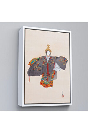 Ahşap Çerçeveli Kamisaka Sekka - Japon Kadın Tablosu-8046