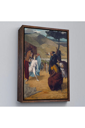 Ahşap Çerçeveli Edgar Degas - İskender Ve Bucephalus Tablosu-8056