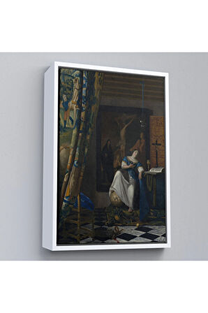Ahşap Çerçeveli Johannes Vermeer - Katolik İnancının Alegorisi Tablo- Allegory Of The Catholic Faith-8057
