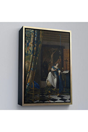 Ahşap Çerçeveli Johannes Vermeer - Katolik İnancının Alegorisi Tablo- Allegory Of The Catholic Faith-8057