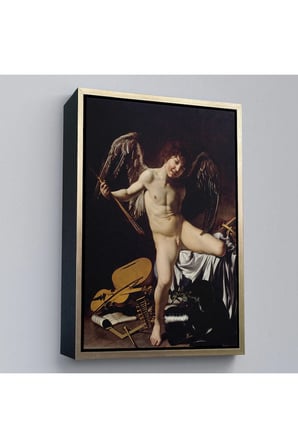 Ahşap Çerçeveli Caravaggio - Aşk Meleği/Tanrısı Victor Tablo - Cupid As Victor-8060