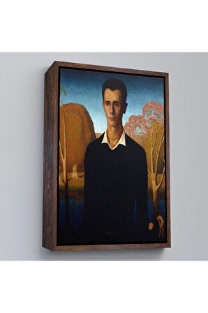 Ahşap Çerçeveli Grant Wood - Arnold Pyle İki Zayıf Adamla Nehrin Önünde Tablosu-8065