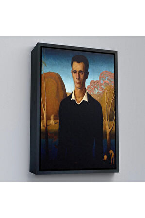 Ahşap Çerçeveli Grant Wood - Arnold Pyle İki Zayıf Adamla Nehrin Önünde Tablosu-8065