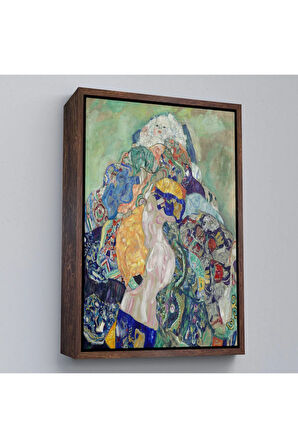 Ahşap Çerçeveli Gustav Klimt - Bebek Beşiği Tablo - Baby Cradle-8073