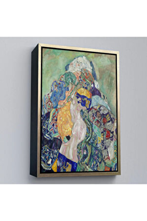Ahşap Çerçeveli Gustav Klimt - Bebek Beşiği Tablo - Baby Cradle-8073