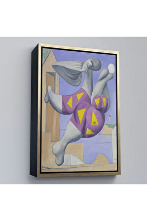 Ahşap Çerçeveli Pablo Picasso - Plaj Topu İle Yıkanıyor Tablosu - Pablo Picasso Bather With Beachball-8076