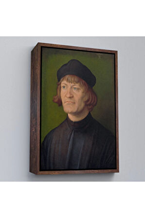 Ahşap Çerçeveli Albrecht Dürer - Bir Din Adamı Portresi Tablo - Bildnis Eines Geistlichen-8081