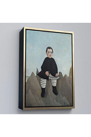 Ahşap Çerçeveli Henri Rousseau - Kayaların Üzerindeki Çocuk Tablosu - Boy On The Rocks-8083