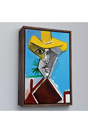 Ahşap Çerçeveli Pablo Picasso - Adamın Büstü Tablosu - Buste D'Homme-8085