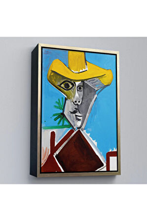 Ahşap Çerçeveli Pablo Picasso - Adamın Büstü Tablosu - Buste D'Homme-8085