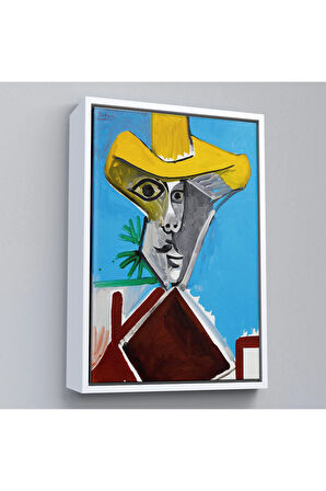 Ahşap Çerçeveli Pablo Picasso - Adamın Büstü Tablosu - Buste D'Homme-8085