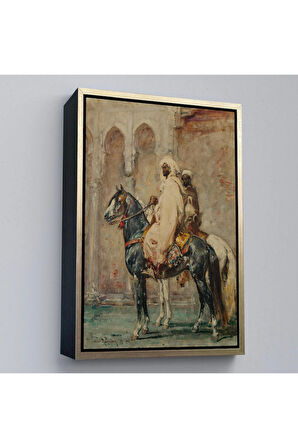 Ahşap Çerçeveli Henri Emilien Rousseau - Cavaliers Arapları Tablosu-8091