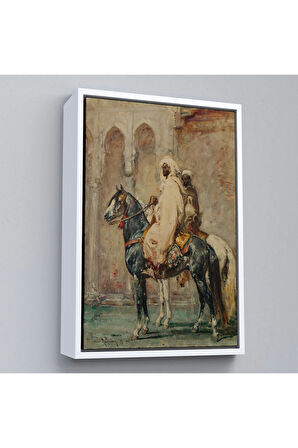 Ahşap Çerçeveli Henri Emilien Rousseau - Cavaliers Arapları Tablosu-8091