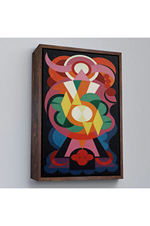 Ahşap Çerçeveli Auguste Herbin - Soyut Sanat Kompozisyon Tablosu-8100