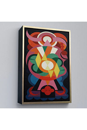 Ahşap Çerçeveli Auguste Herbin - Soyut Sanat Kompozisyon Tablosu-8100