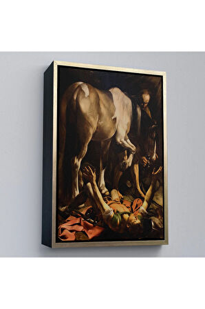 Ahşap Çerçeveli Caravaggio - Aziz Paul'Un Dönüşümü Tablo - The Conversion Of Saint Paul-8104
