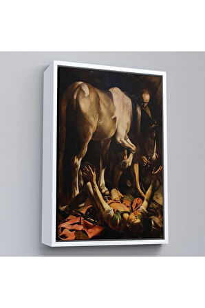 Ahşap Çerçeveli Caravaggio - Aziz Paul'Un Dönüşümü Tablo - The Conversion Of Saint Paul-8104