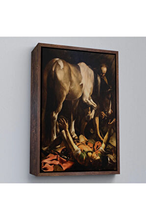 Ahşap Çerçeveli Caravaggio - Aziz Paul'Un Dönüşümü Tablo - The Conversion Of Saint Paul-8104