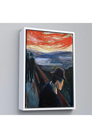 Ahşap Çerçeveli Edvard Munch - Çaresizlik Tablosu - Despair-8108