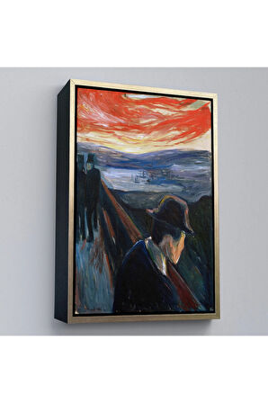 Ahşap Çerçeveli Edvard Munch - Çaresizlik Tablosu - Despair-8108