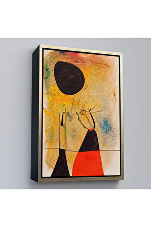 Ahşap Çerçeveli Joan Miro - Deux Şahsiyetler Tablosu-8110