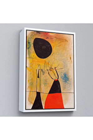 Ahşap Çerçeveli Joan Miro - Deux Şahsiyetler Tablosu-8110