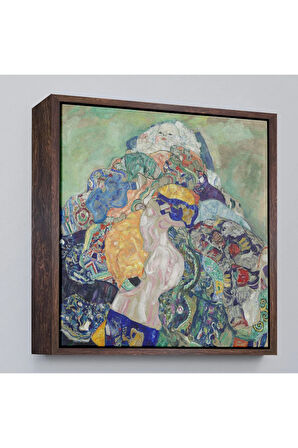 Ahşap Çerçeveli Gustav Klimt Baby Cradle - Bebek Beşiği Tablosu-8313