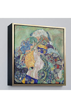 Ahşap Çerçeveli Gustav Klimt Baby Cradle - Bebek Beşiği Tablosu-8313