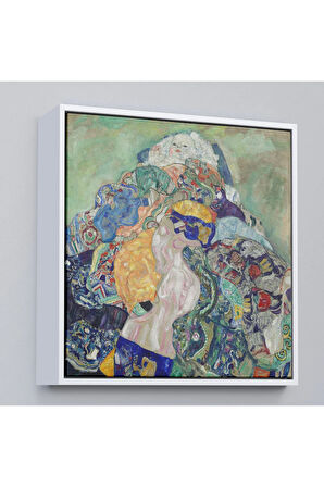 Ahşap Çerçeveli Gustav Klimt Baby Cradle - Bebek Beşiği Tablosu-8313