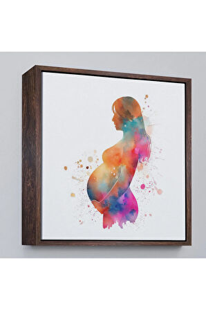 Ahşap Çerçeveli Hamile Kadın Tablosu - Kadın Doğum Hastane Doktor Hediyesi-8321