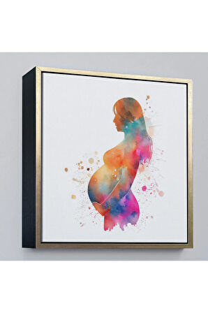 Ahşap Çerçeveli Hamile Kadın Tablosu - Kadın Doğum Hastane Doktor Hediyesi-8321