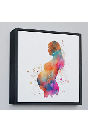 Ahşap Çerçeveli Hamile Kadın Tablosu - Kadın Doğum Hastane Doktor Hediyesi-8321
