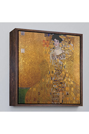 Ahşap Çerçeveli Gustav Klimt Adele Bloch'Un Altın Kadın Tablosu-8324