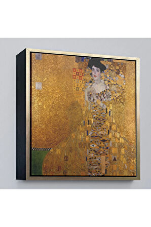 Ahşap Çerçeveli Gustav Klimt Adele Bloch'Un Altın Kadın Tablosu-8324