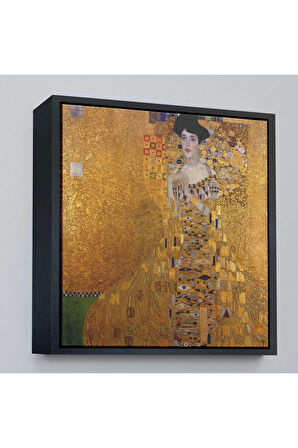 Ahşap Çerçeveli Gustav Klimt Adele Bloch'Un Altın Kadın Tablosu-8324
