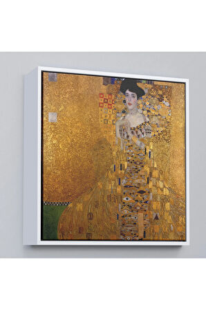Ahşap Çerçeveli Gustav Klimt Adele Bloch'Un Altın Kadın Tablosu-8324