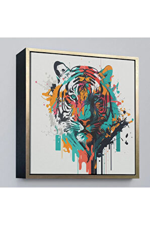 Ahşap Çerçeveli Renkli Kaplan Tablosu-8330