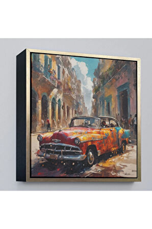 Ahşap Çerçeveli Klasik Eski Araba Tablosu-8331