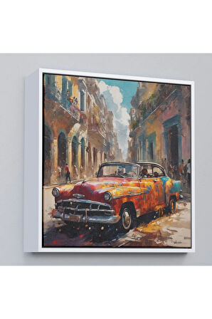 Ahşap Çerçeveli Klasik Eski Araba Tablosu-8331