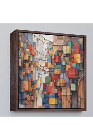 Ahşap Çerçeveli İstanbul Sokakları Hediye Paketleri Tablosu-8333