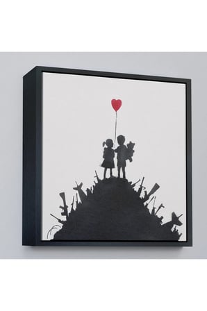 Ahşap Çerçeveli Bansky Kids On Guns - Silahlı Çocuklar Tablosu-8336