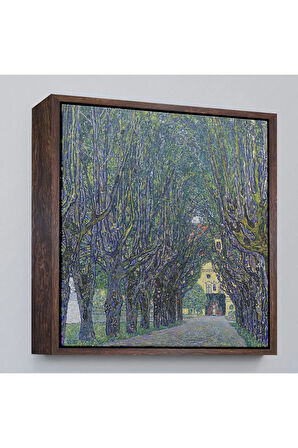 Ahşap Çerçeveli Allee At Schloss Kammer, Gustav Klimt Tablosu-8342