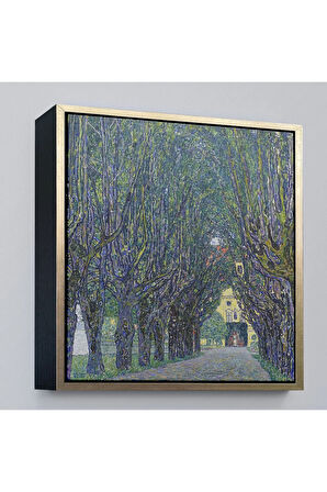 Ahşap Çerçeveli Allee At Schloss Kammer, Gustav Klimt Tablosu-8342