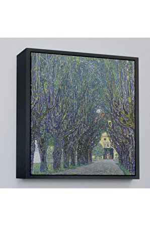 Ahşap Çerçeveli Allee At Schloss Kammer, Gustav Klimt Tablosu-8342