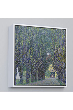 Ahşap Çerçeveli Allee At Schloss Kammer, Gustav Klimt Tablosu-8342